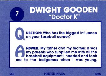 1985 Renata Galasso Dwight Gooden Dr. K #7 Dwight Gooden Back