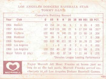 1961 Morrell Meats Los Angeles Dodgers #NNO Tommy Davis Back