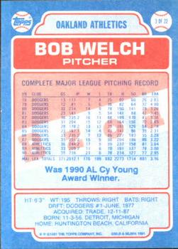 1991 Topps Bazooka Shining Stars #3 Bob Welch Back