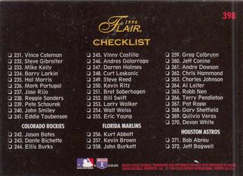 1996 Flair #398 Checklist: 181-272 Back