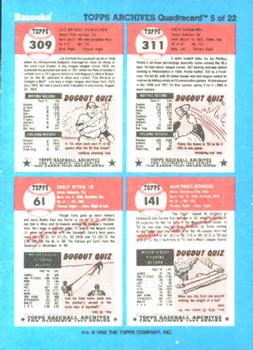 1992 Topps Bazooka Archives Quadracards #5 Richie Ashburn / Leo Durocher / Allie Reynolds / Early Wynn Back