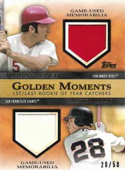 2012 Topps - Golden Moments Dual Relics #GMDR-GBP Johnny Bench / Buster Posey Front