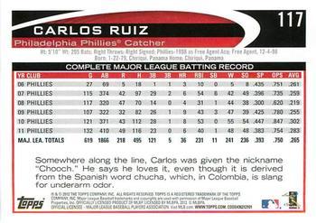 2012 Topps - Purple #117 Carlos Ruiz Back