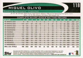 2012 Topps - Purple #118 Miguel Olivo Back