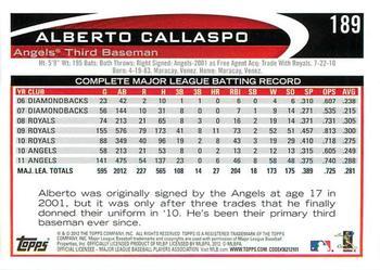2012 Topps - Purple #189 Alberto Callaspo Back