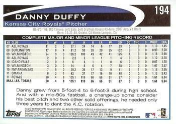 2012 Topps - Purple #194 Danny Duffy Back