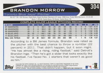 2012 Topps - Purple #304 Brandon Morrow Back