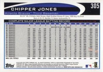 2012 Topps - Purple #305 Chipper Jones Back