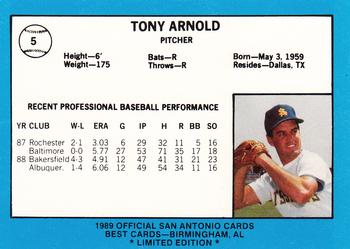 1989 Best San Antonio Missions - Platinum #5 Tony Arnold Back