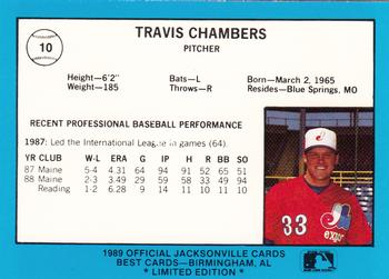 1989 Best Jacksonville Expos - Platinum #10 Travis Chambers Back