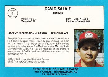 1989 Best Columbus Mudcats - Platinum #5 David Salaiz Back