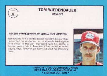 1989 Best Columbus Mudcats - Platinum #8 Tom Wiedenbauer Back