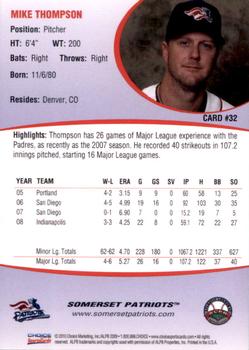 2010 Choice Somerset Patriots #32 Mike Thompson Back