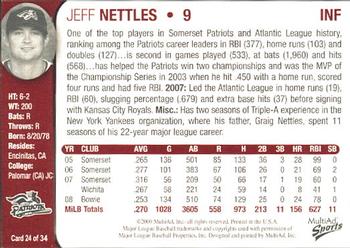 2009 MultiAd Somerset Patriots #24 Jeff Nettles Back