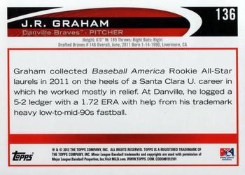 2012 Topps Pro Debut #136 J.R. Graham Back