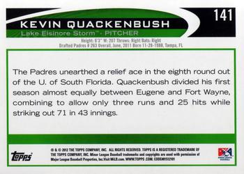 2012 Topps Pro Debut #141 Kevin Quackenbush Back