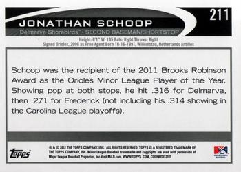 2012 Topps Pro Debut #211 Jonathan Schoop Back