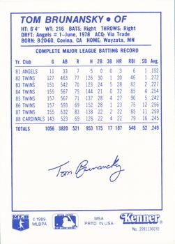 1989 Kenner Starting Lineup Cards #3991136030 Tom Brunansky Back