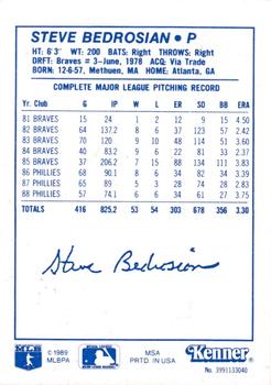 1989 Kenner Starting Lineup Cards #3991133040 Steve Bedrosian Back