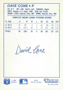 1989 Kenner Starting Lineup Cards #3991135100 David Cone Back
