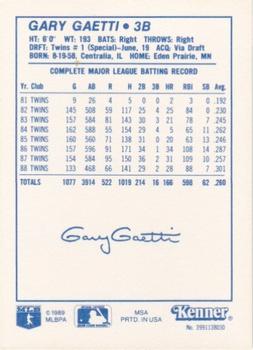 1989 Kenner Starting Lineup Cards #3991138030 Gary Gaetti Back
