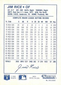 1989 Kenner Starting Lineup Cards #3991143030 Jim Rice Back
