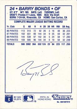 1990 Kenner Starting Lineup Cards #4691007010 Barry Bonds Back
