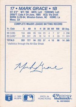 1990 Kenner Starting Lineup Cards #4691009050 Mark Grace Back