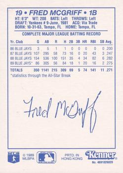 1990 Kenner Starting Lineup Cards #4691026020 Fred McGriff Back