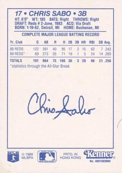 1990 Kenner Starting Lineup Cards #4691003060 Chris Sabo Back