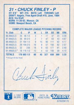 1992 Kenner Starting Lineup Cards #6705206170 Chuck Finley Back