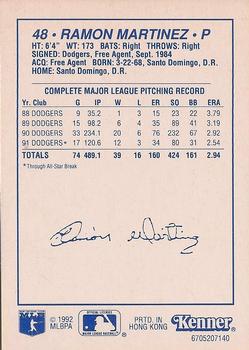 1992 Kenner Starting Lineup Cards #6705207140 Ramon Martinez Back