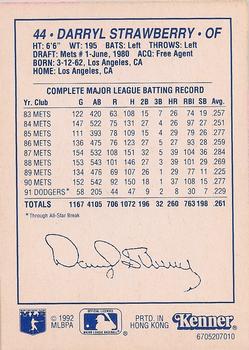 1992 Kenner Starting Lineup Cards #6705207010 Darryl Strawberry Back