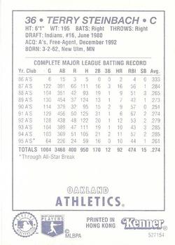 1996 Kenner Starting Lineup Cards #527154 Terry Steinbach Back
