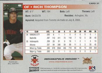 2006 Choice Indianapolis Indians #31 Rich Thompson Back