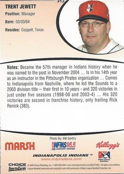 2005 Choice Indianapolis Indians #13 Trent Jewett Back