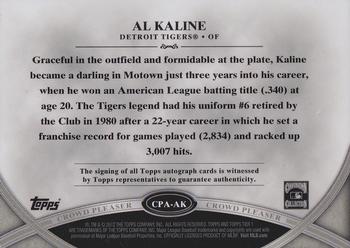 2012 Topps Tier One - Crowd Pleaser Autographs Silver Ink #CPA-AK Al Kaline Back