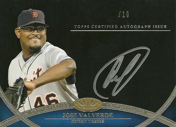 2012 Topps Tier One - Crowd Pleaser Autographs Silver Ink #CPA-JV Jose Valverde Front