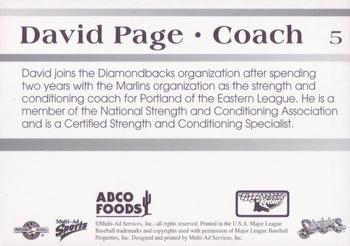 1998 Multi-Ad Tucson Sidewinders #5 Dave Page Back