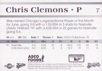 1998 Multi-Ad Tucson Sidewinders #7 Chris Clemons Back