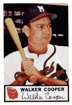 1953 Johnston Cookies Milwaukee Braves #14 Walker Cooper Front