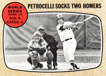 1968 Topps #156 World Series Game #6 - Petrocelli Socks Two Homers Front
