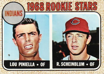 1968 Topps #16 Indians 1968 Rookie Stars (Lou Piniella / Richie Scheinblum) Front