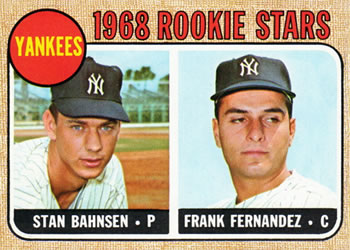 1968 Topps #214 Yankees 1968 Rookie Stars (Stan Bahnsen / Frank Fernandez) Front
