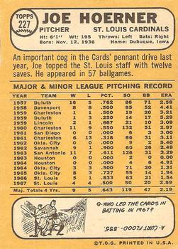 1968 Topps #227 Joe Hoerner Back