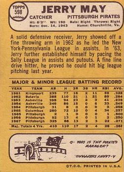 1968 Topps #598 Jerry May Back