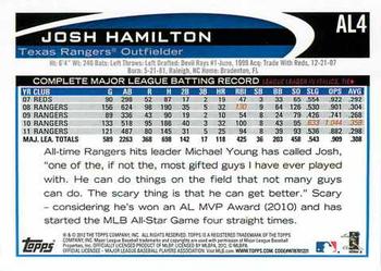 2012 Topps American League All-Stars #AL4 Josh Hamilton Back