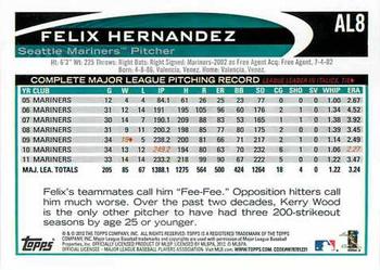 2012 Topps American League All-Stars #AL8 Felix Hernandez Back