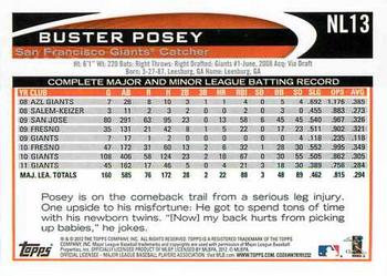 2012 Topps National League All-Stars #NL13 Buster Posey Back