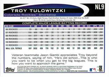 2012 Topps National League All-Stars #NL9 Troy Tulowitzki Back